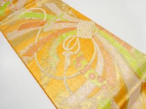 アンティーク　束ね熨斗に草花模様織り出し袋帯（着用可）